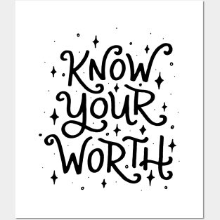 Know Your Worth (Black) Posters and Art